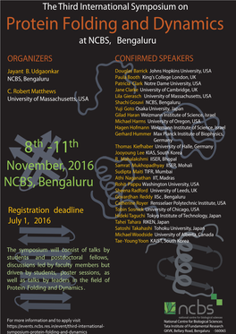 Protein Folding and Dynamics at NCBS, Bengaluru