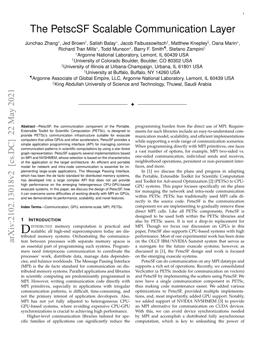 The Petscsf Scalable Communication Layer