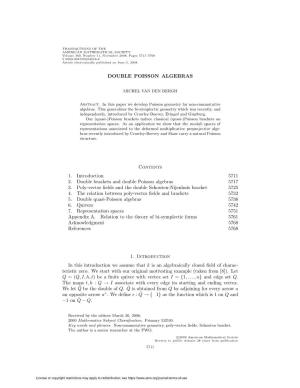 DOUBLE POISSON ALGEBRAS Contents 1. Introduction 5711 2