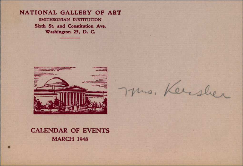 Calendar of Events March 1948 March 1948 the National Gallery of Art