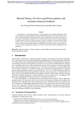 Beyond Turing: Far-From-Equilibrium Patterns and Mechano-Chemical Feedback