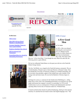 Email : Webview : Nashville Metro DES Fall 2014 Newsletter