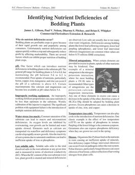 Identifying Nutrient Deficiencies of Bedding Plants James L