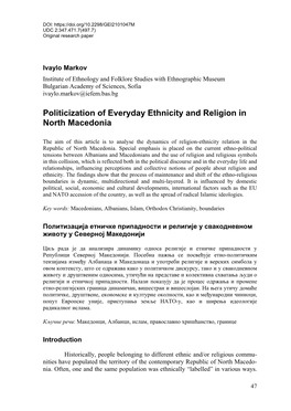 Politicization of Everyday Ethnicity and Religion in North Macedonia