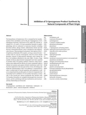 Inhibition of 5-Lipoxygenase Product Synthesis by Natural Compounds Of