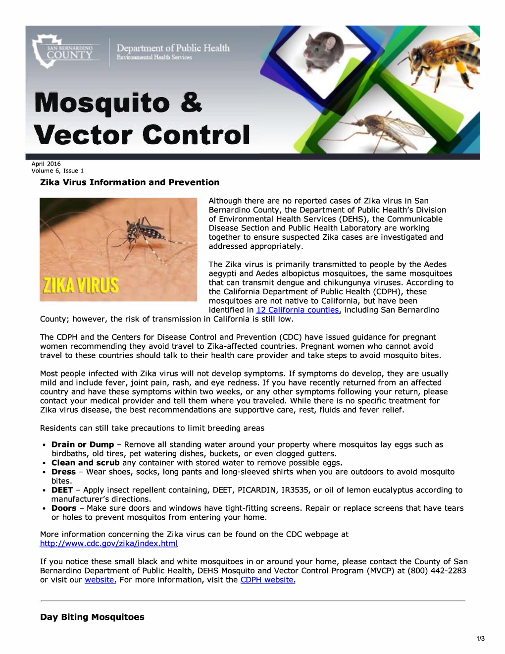 Mosquito & Vector Control Newsletter