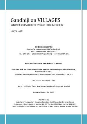 Gandhiji on VILLAGES Selected and Compiled with an Introduction By