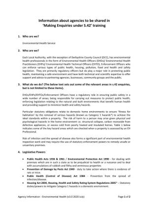 Agency Information - Environmental Health (V3.0 2020 July) Page 1 of 2
