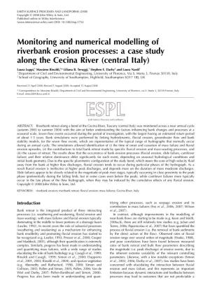 Monitoring and Numerical Modelling of Riverbank Erosion Processes Laura Luppi,1 Massimo Rinaldi,1* Liliana B