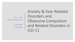 Anxiety and Fear-Related Disorders and Obsessive-Compulsive And