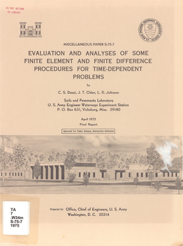 Evaluation and Analyses of Some Finite Element and Finite Difference Procedures for Time-Dependent Problems