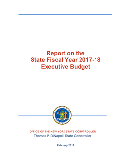 Report on the State Fiscal Year 2017-18 Executive Budget