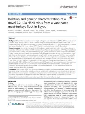 Isolation and Genetic Characterization of a Novel 2.2.1.2A H5N1 Virus from a Vaccinated Meat-Turkeys Flock in Egypt Ahmed H