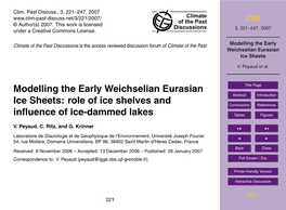 Modelling the Early Weichselian Eurasian Ice Sheets