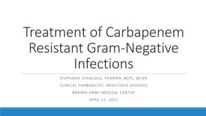 Treatment of Carbapenem Resistant Gram Negative Infections