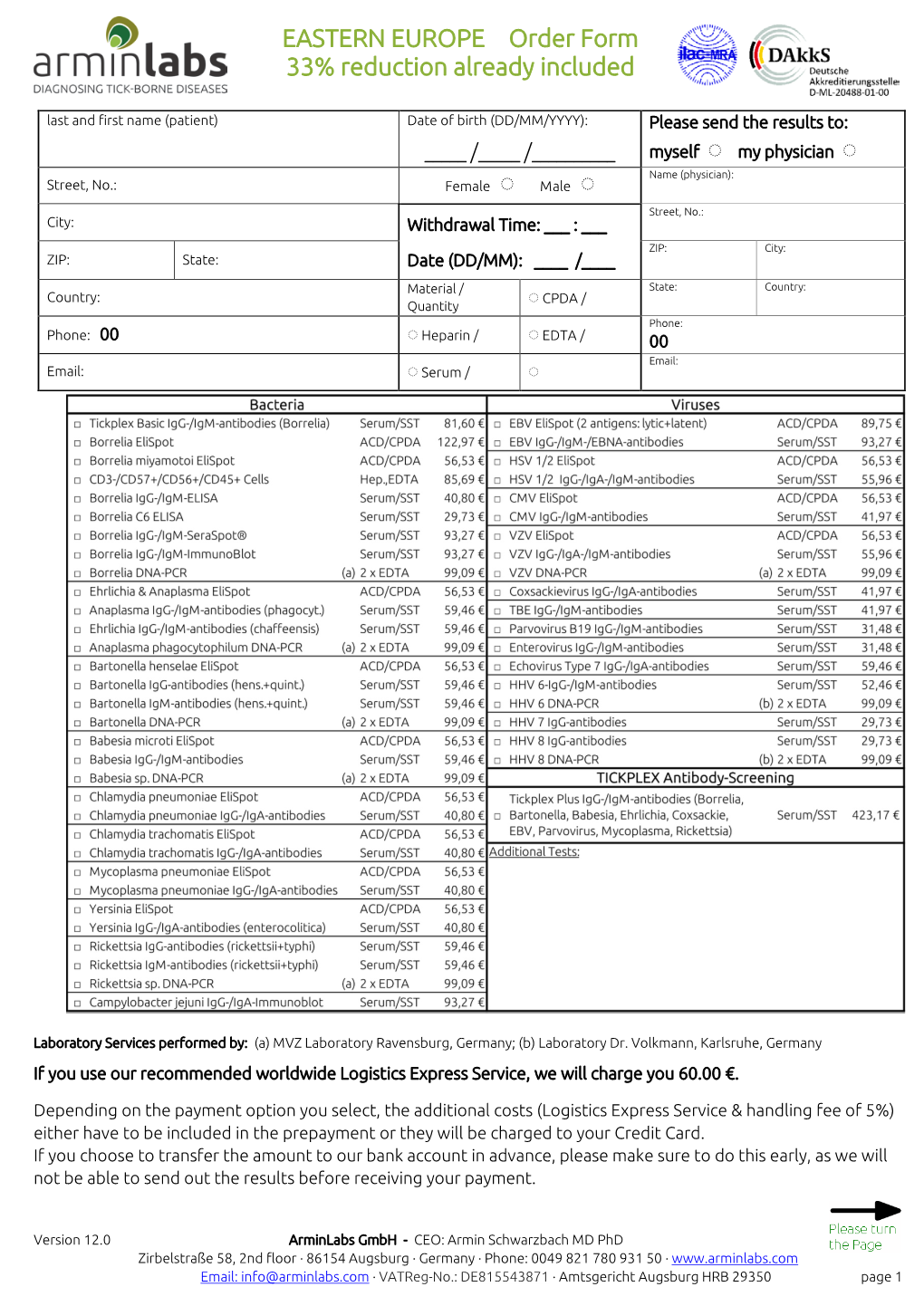 EASTERN EUROPE – Order Form 33% Reduction Already Included