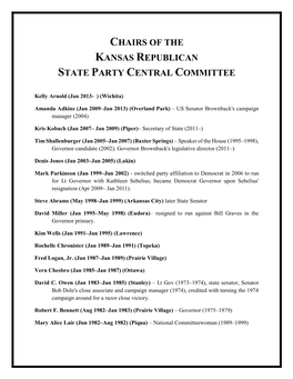 A List of Kansas Republican Party Chairs