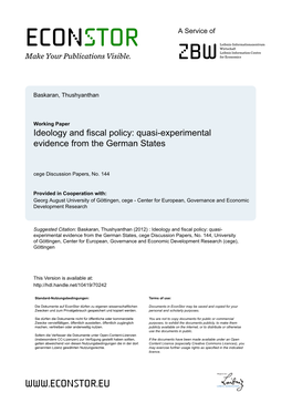 Ideology and Fiscal Policy: Quasi-Experimental Evidence from the German States