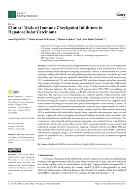 Clinical Trials of Immune Checkpoint Inhibitors in Hepatocellular Carcinoma