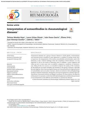 Interpretation of Autoantibodies in Rheumatological Diseasesଝ