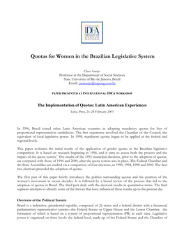 Brazil: Quotas for Women in the Brazilian Legislative System (2003)