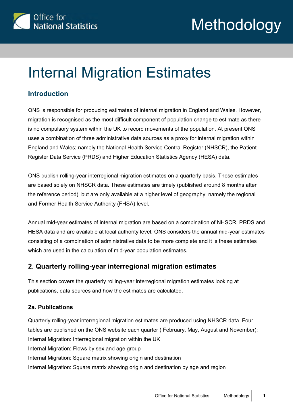 Internal Migration Estimates Methodology