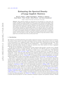 Estimating the Spectral Density of Large Implicit Matrices