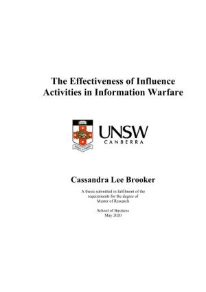 The Effectiveness of Influence Activities in Information Warfare