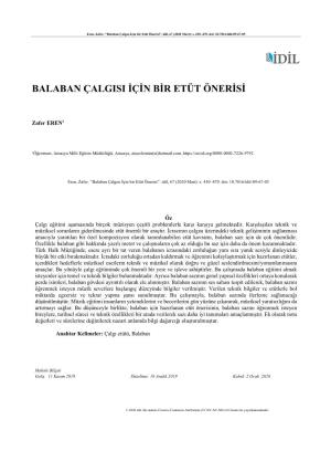 Balaban Çalgisi Için Bir Etüt Önerisi