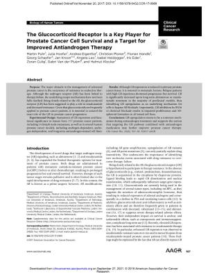 The Glucocorticoid Receptor Is a Key Player for Prostate Cancer Cell