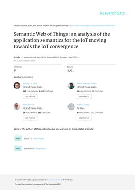 An Analysis of the Application Semantics for the Iot Moving Towards the Iot Convergence