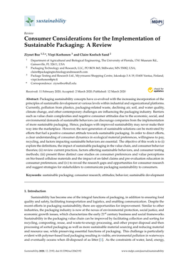 Consumer Considerations for the Implementation of Sustainable Packaging: a Review