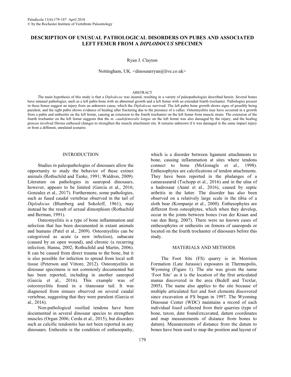 Description of Unusual Pathological Disorders on Pubes and Associated Left Femur from a Diplodocus Specimen