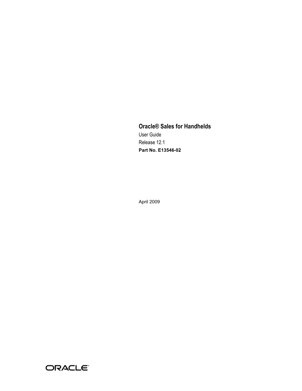 Oracle Sales for Handhelds User Guide, Release 12.1