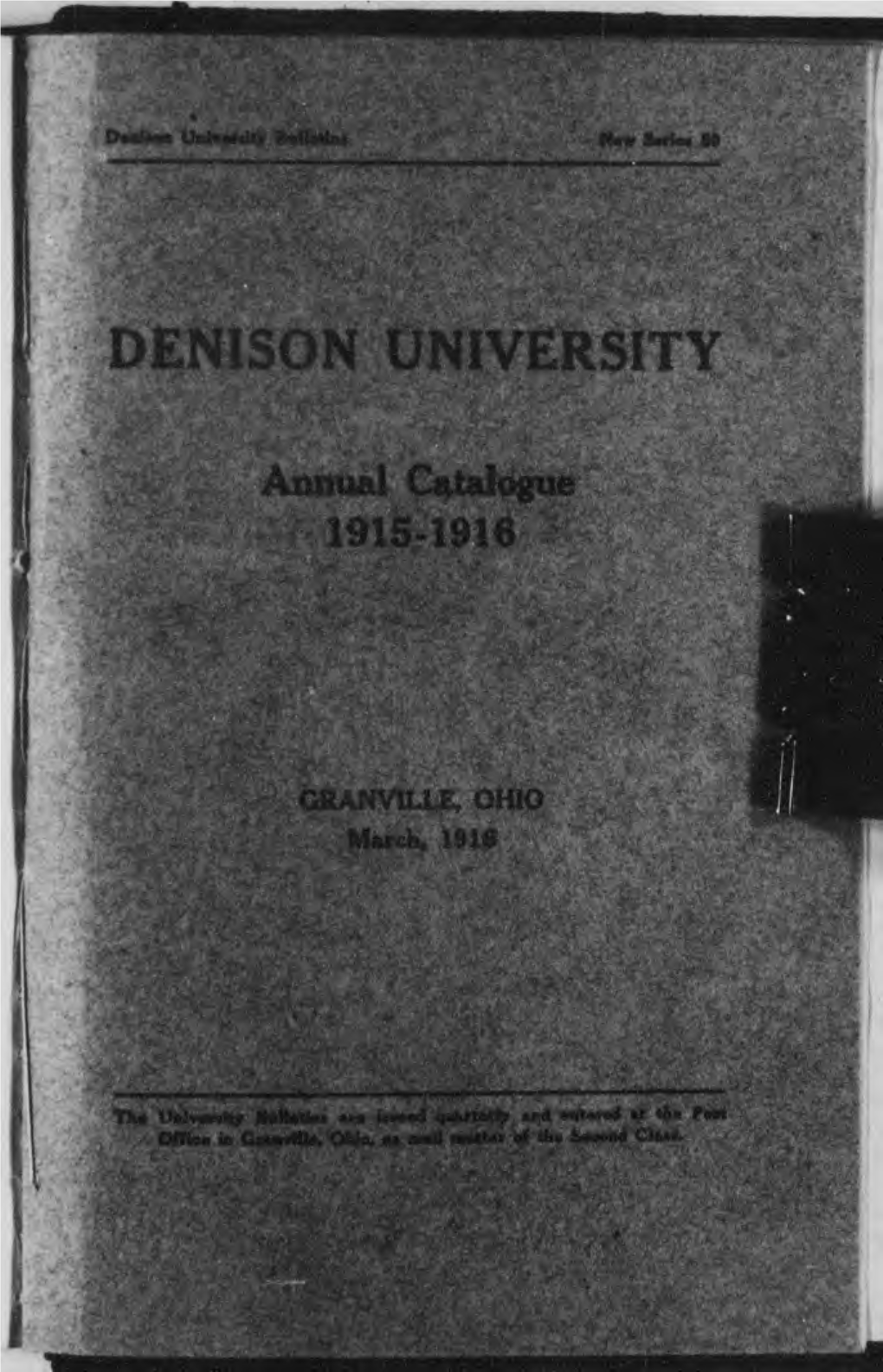 The Eighty-Fifth Annual Catalogue of Denison University for the Year