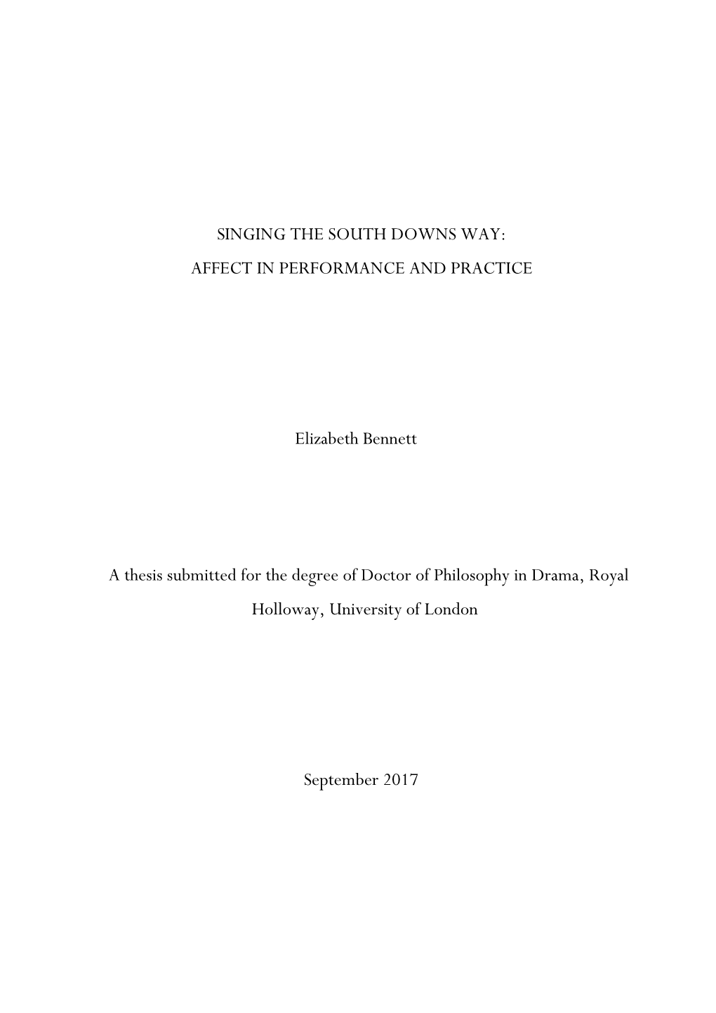 Singing the South Downs Way: Affect in Performance and Practice