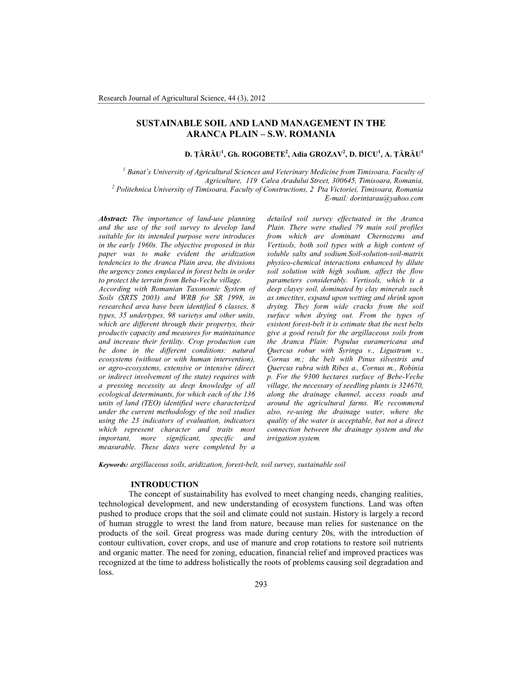 Sustainable Soil and Land Management in the Aranca Plain – S.W