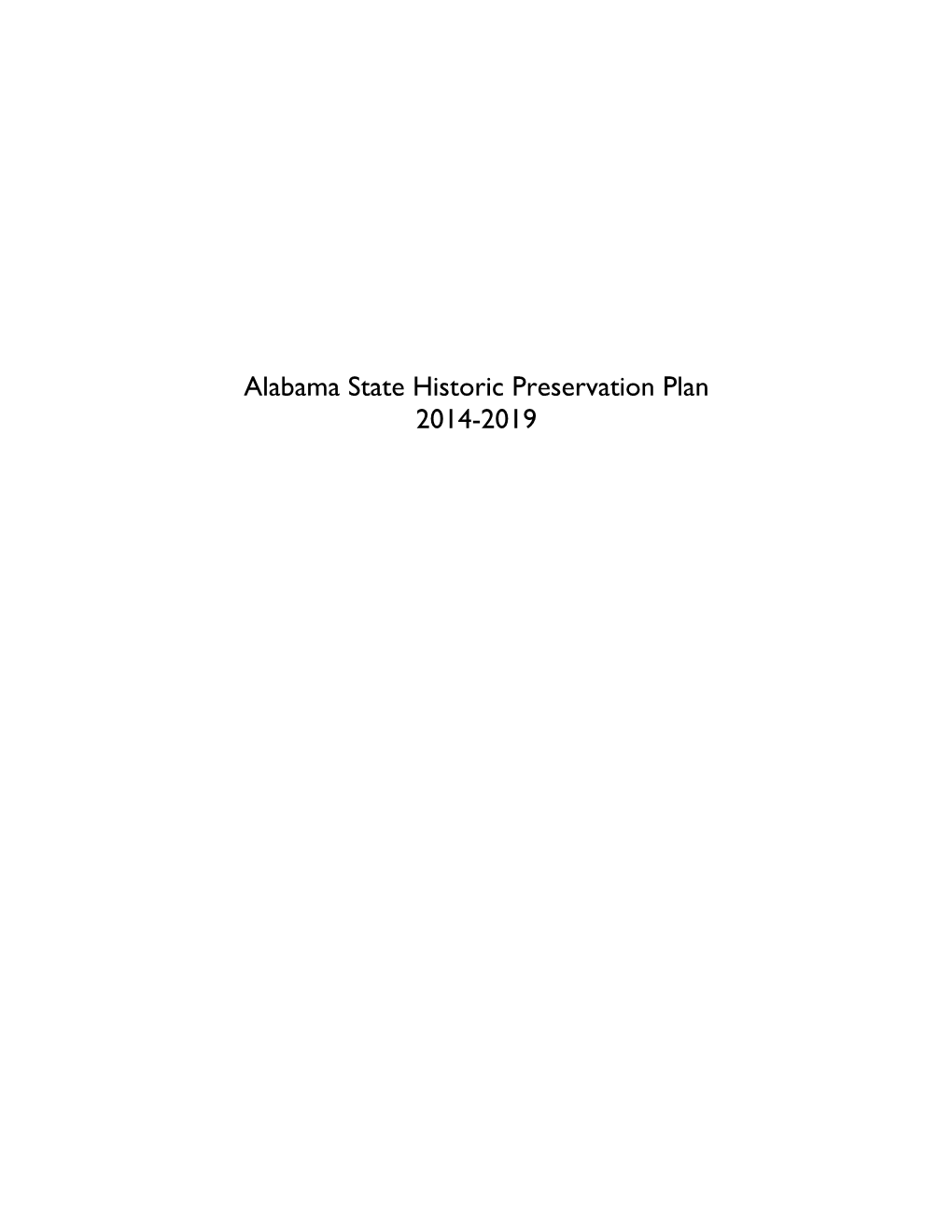 Alabama State Historic Preservation Plan 2014-2019