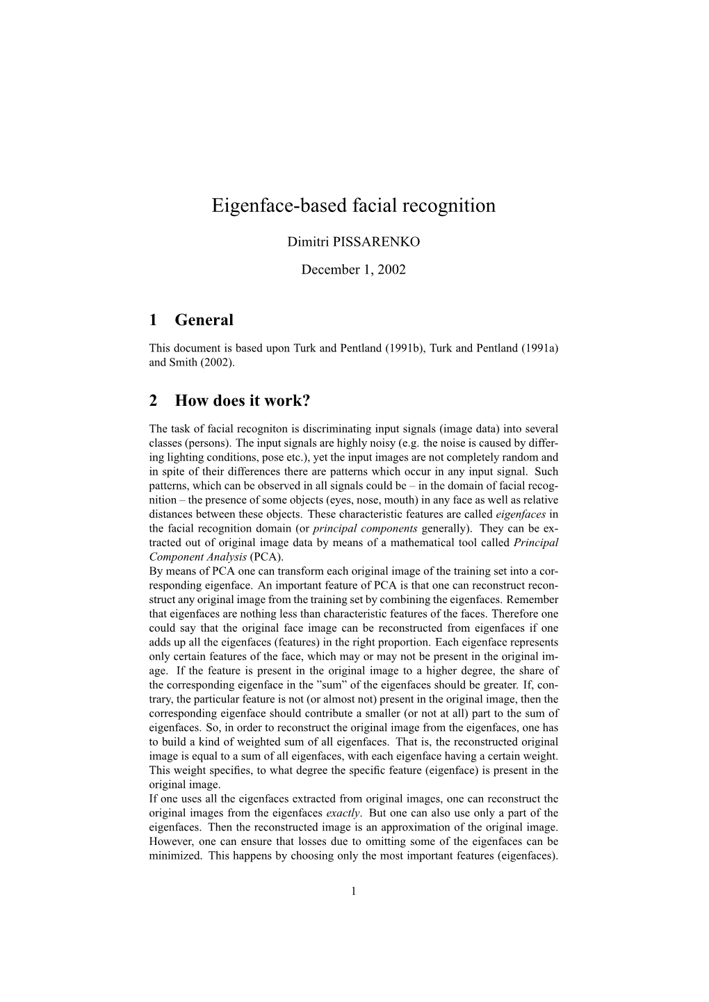 Eigenface-Based Facial Recognition