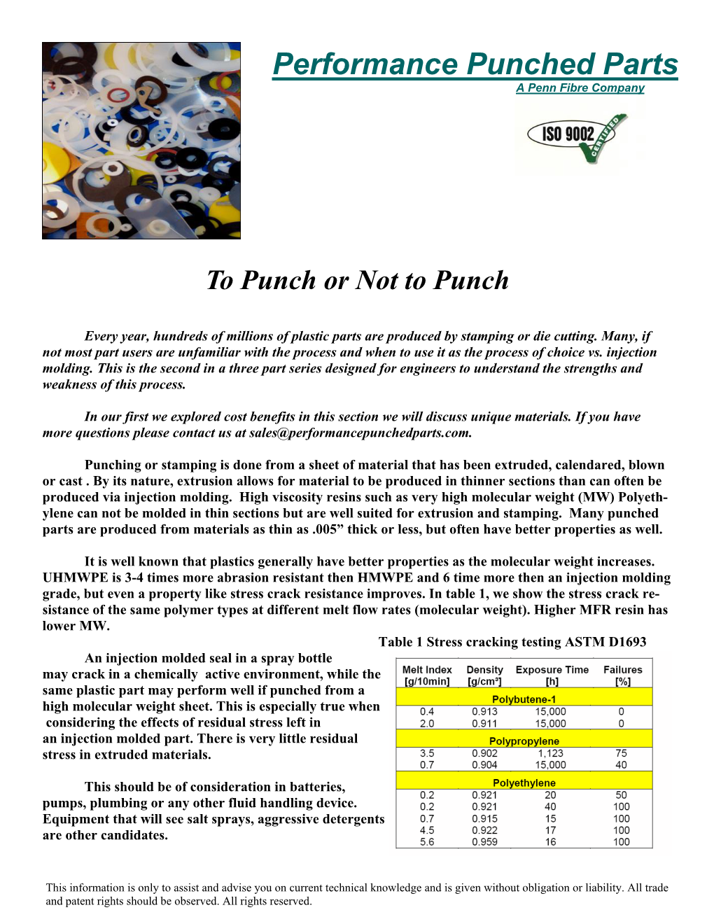 Performance Punched Parts a Penn Fibre Company