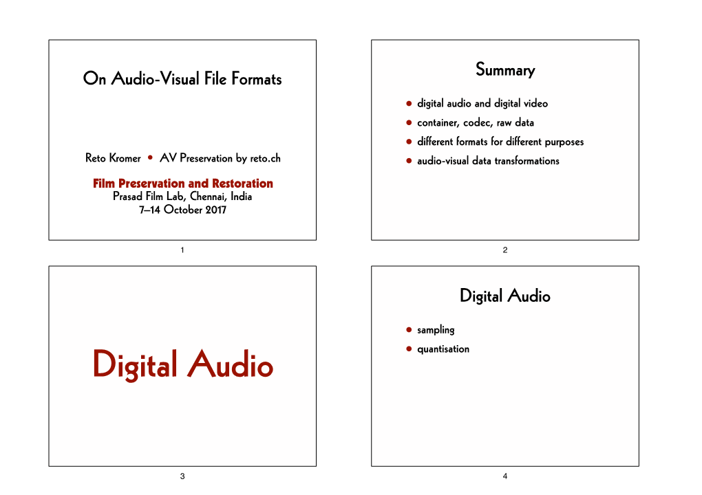 On Audio-Visual Files Formats