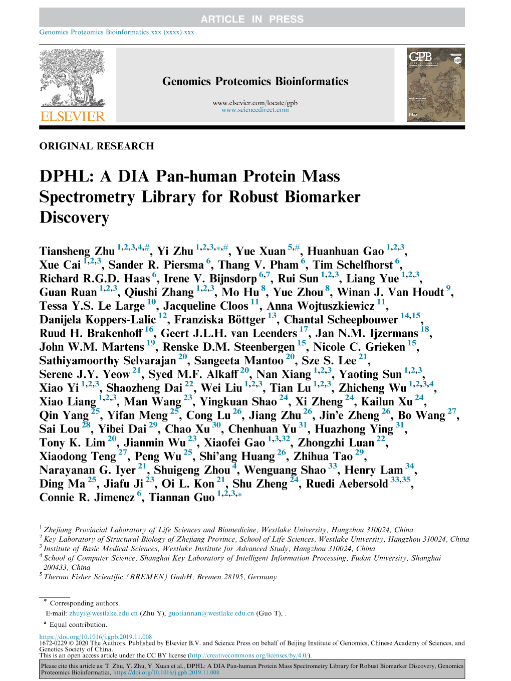 A DIA Pan-Human Protein Mass Spectrometry Library for Robust Biomarker Discovery