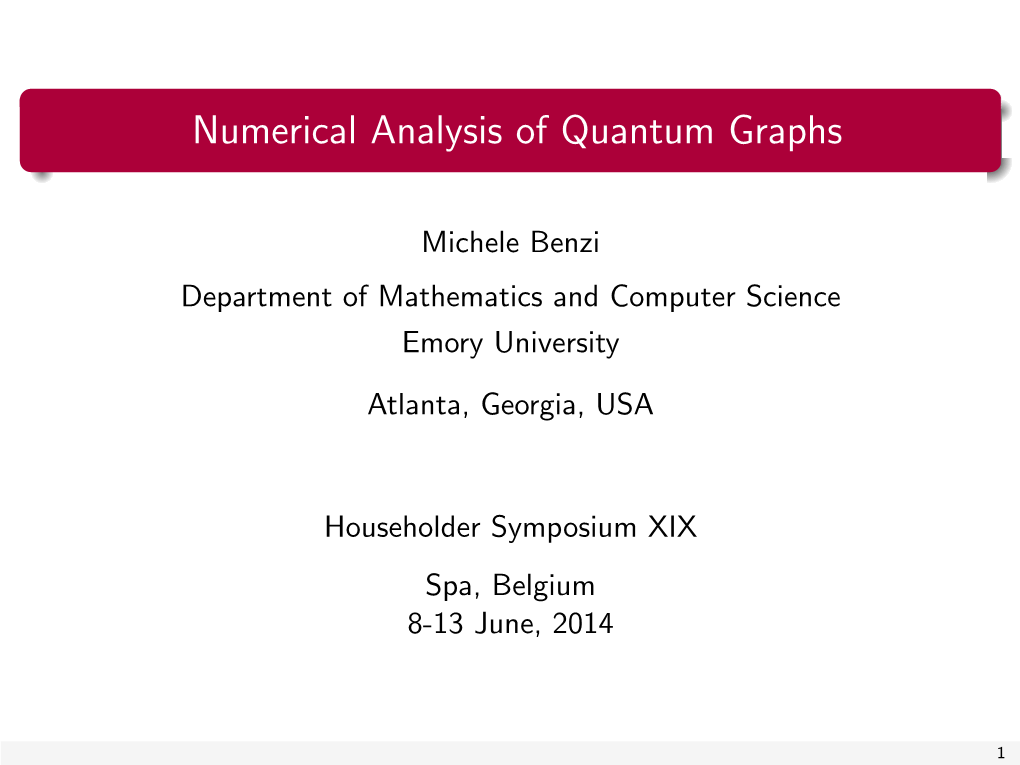 Numerical Analysis of Quantum Graphs