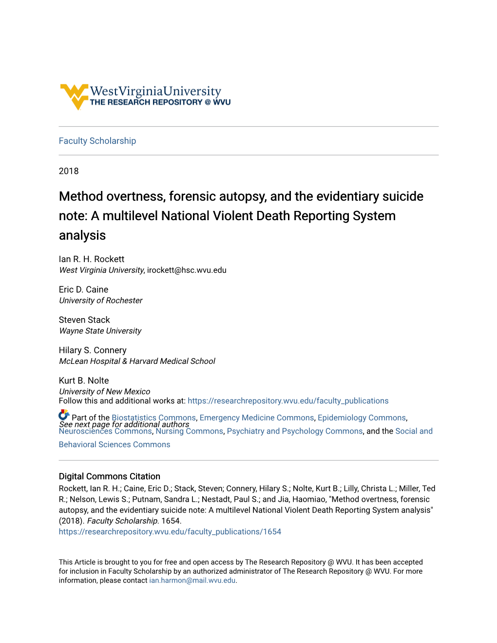 Method Overtness, Forensic Autopsy, and the Evidentiary Suicide Note: a Multilevel National Violent Death Reporting System Analysis