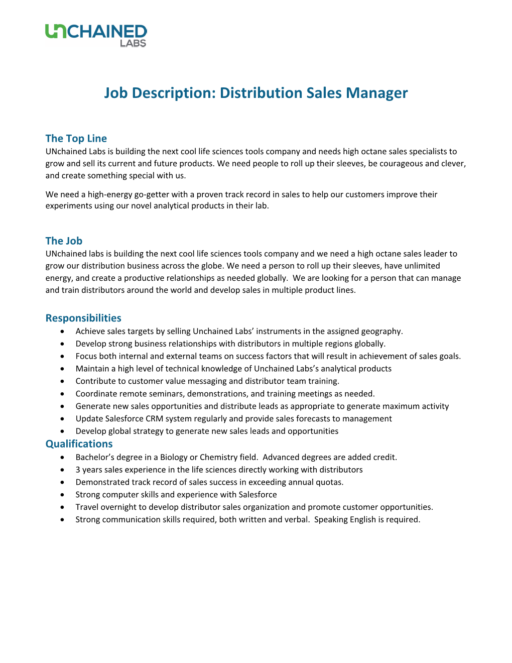 Distribution Sales Manager