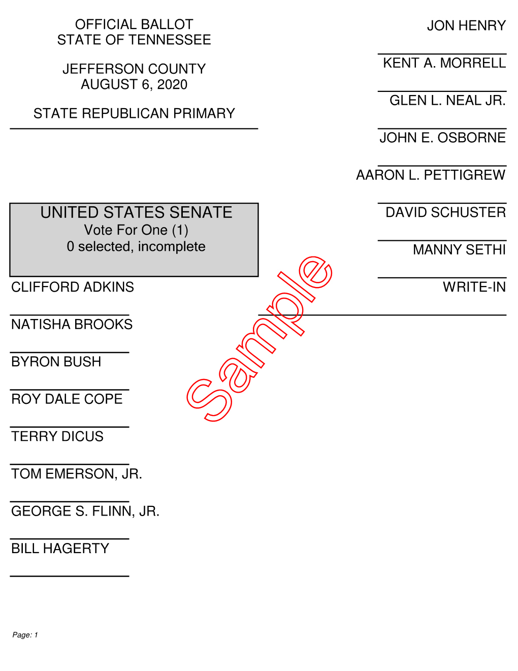 Sample Ballot