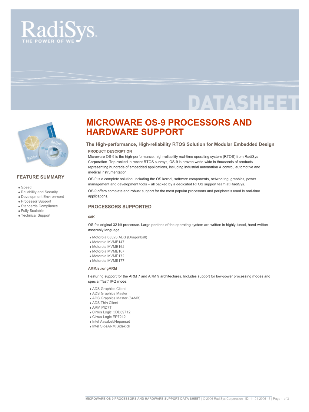 Microware Os-9 Processors and Hardware Support