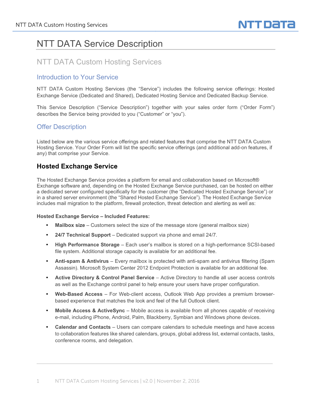 NTT DATA Custom Hosting Services