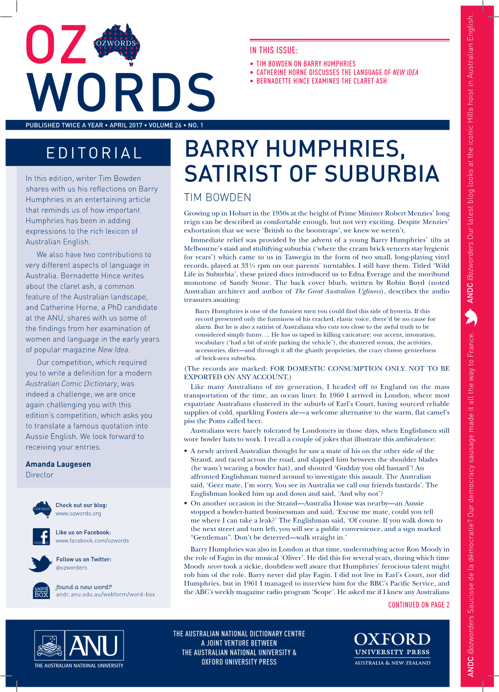 Barry Humphries, Satirist of Suburbia • Tim Bowden Barry Humphries, Satirist of Suburbia • Tim Bowden