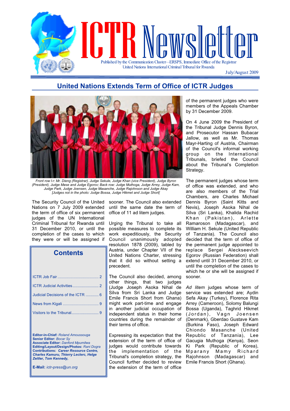 ICTR Newsletter July/August 2009